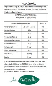 Tabela Nutricional Picolé Limão